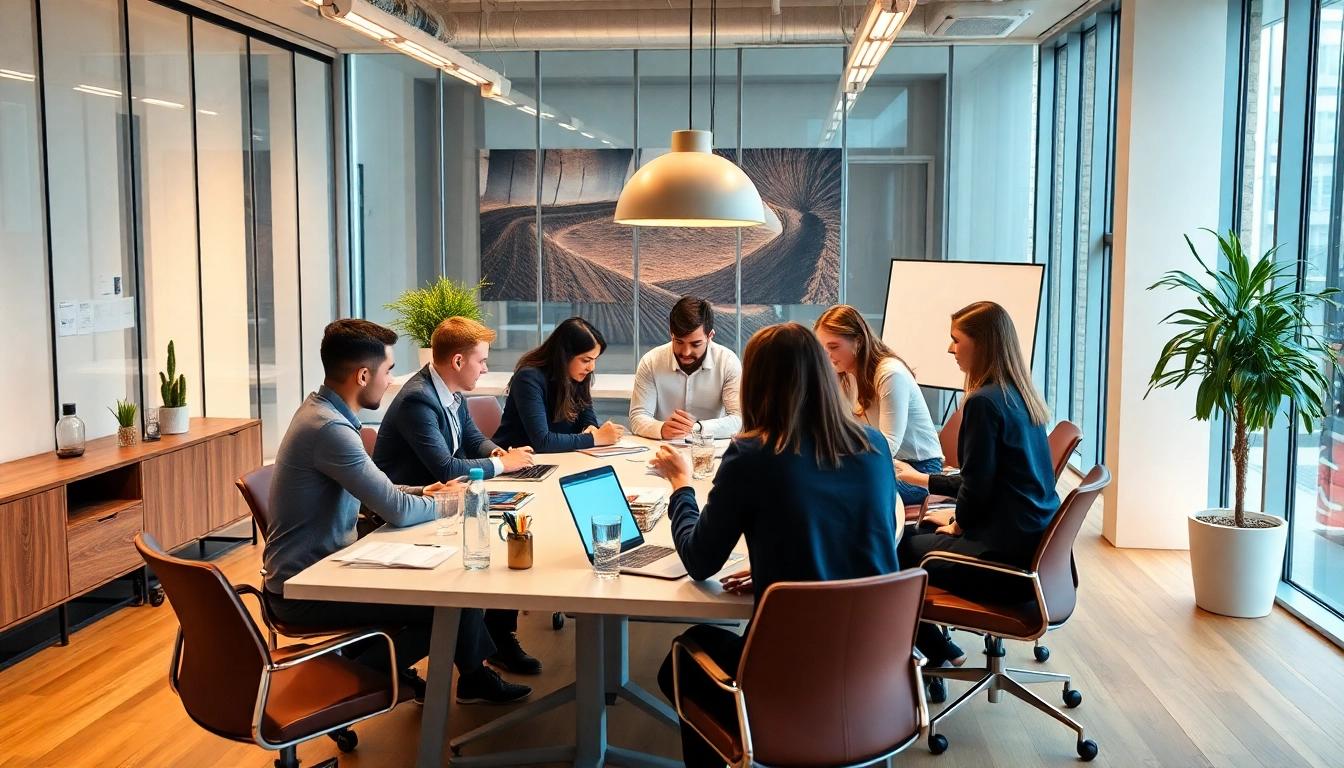 Team collaborating in an office to discuss Polonya'da Şirket Açmak strategies in a modern environment.