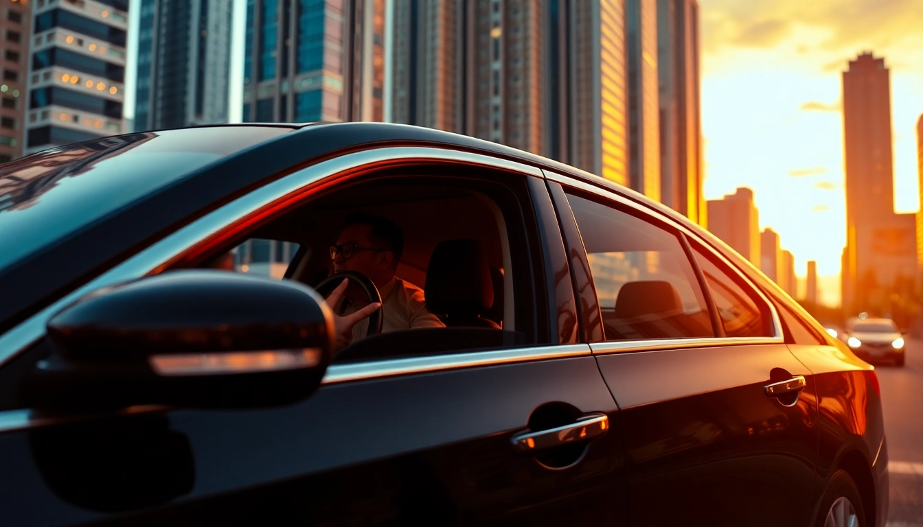 Experience the luxury hire car with driver Manila in style with a professional chauffeur and a stunning urban backdrop.