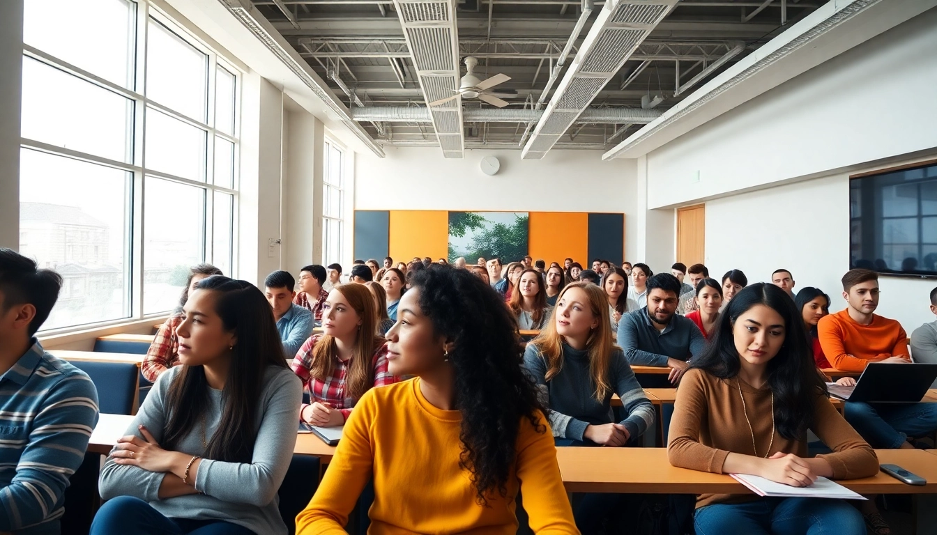 Students participating in a seminar for Δίπλωμα Digital Marketing Κύπρος, enhancing their marketing skills.