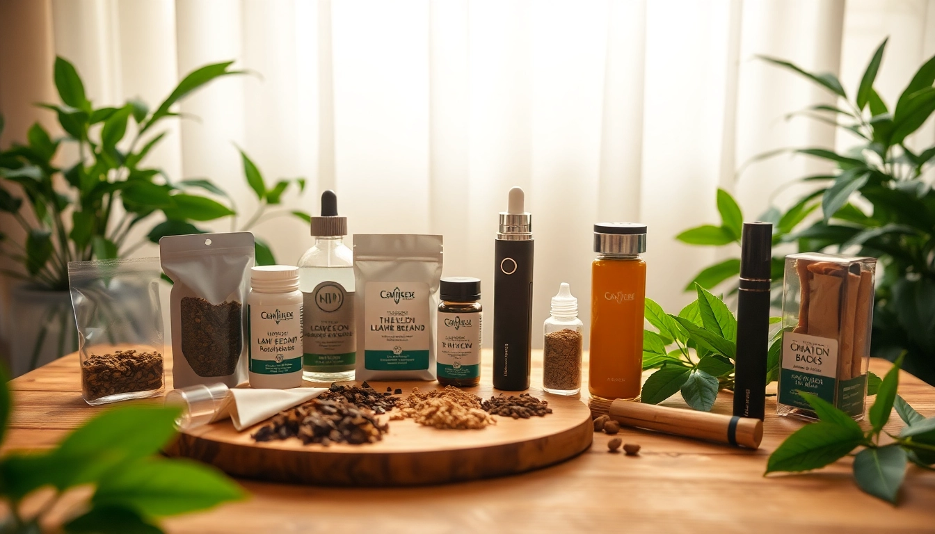 Tobacco Replacement products displayed on a wooden table surrounded by greenery, highlighting a healthier lifestyle.