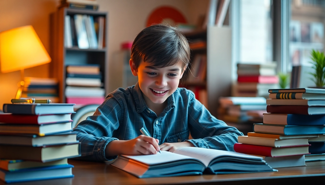 Engaged student seeking help from My Homeworkmarket with books and study materials.