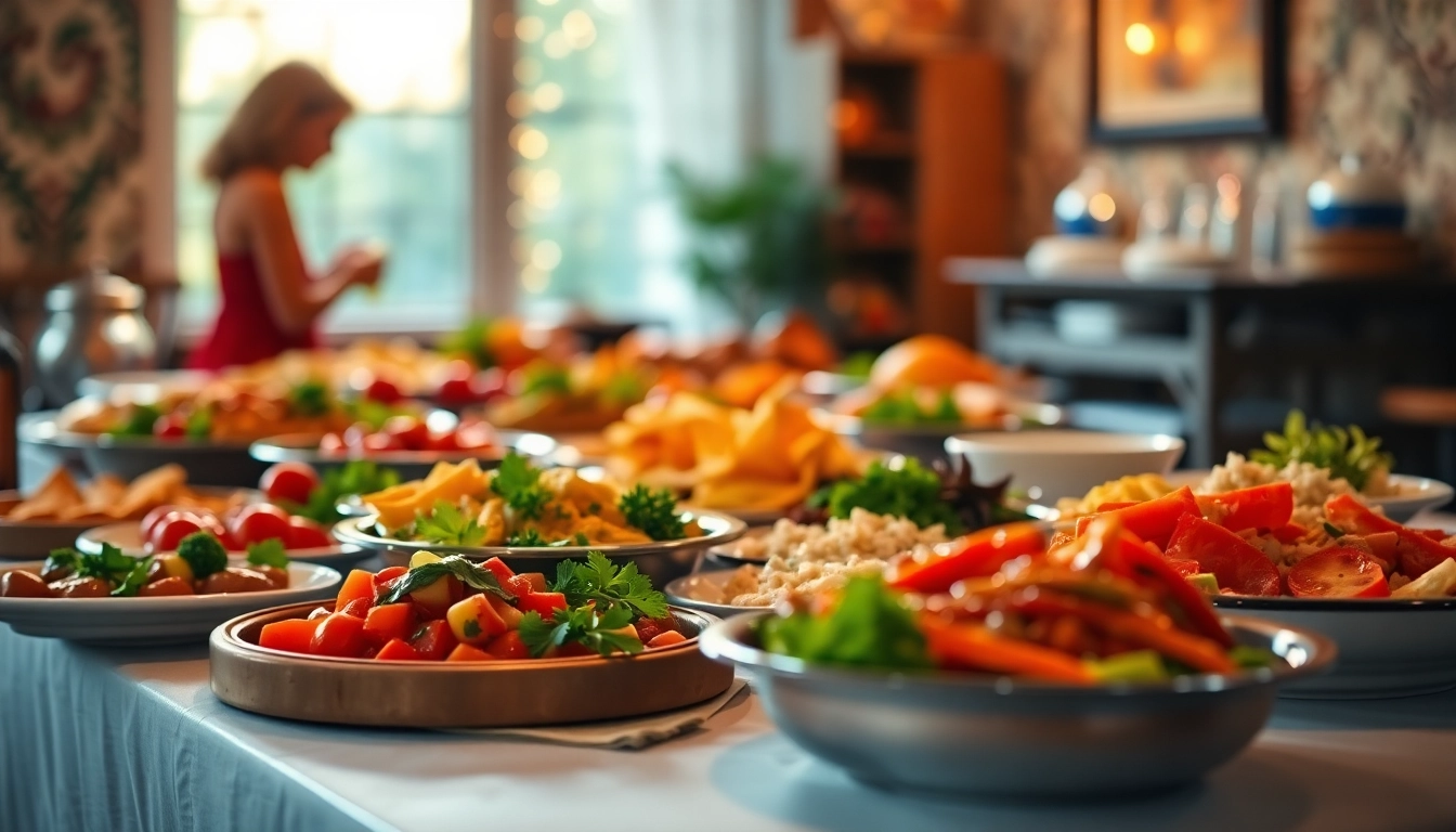 Delicious catering spread for a Partyservice Berlin event featuring vibrant dishes and colorful presentations.